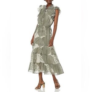 Bb Dakota Ruffled-Sleeve Tiered Midi Dress, BNWT, size Large